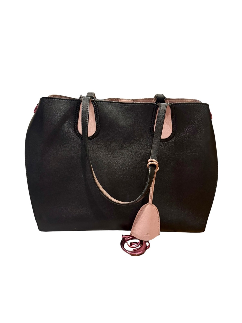 Dior Addict Cabas Shopping Tote in Black and Varnished Pink Leather